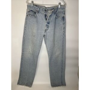 Vintage 1996 Levis 501 XX Jeans Mens Made in USA Denim Distressed Pants 34x32